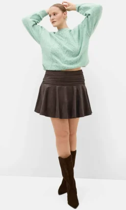 Elle Sueded Mini Skort - espresso