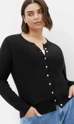 Ellie Crew Neck Knit Cardigan - black
