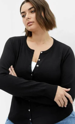 Ellie Crew Neck Knit Cardigan - black