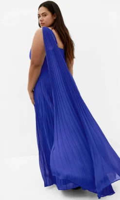 Eloura One Shoulder Pleat Maxi Dress - deep ocean