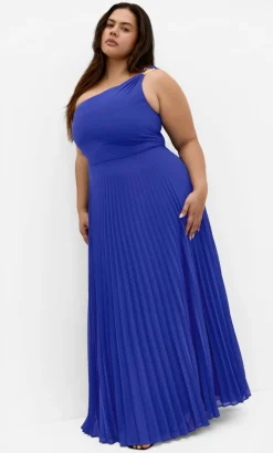 Eloura One Shoulder Pleat Maxi Dress - deep ocean