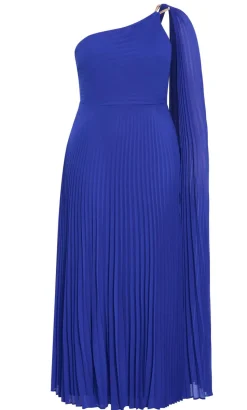 Eloura One Shoulder Pleat Maxi Dress - deep ocean