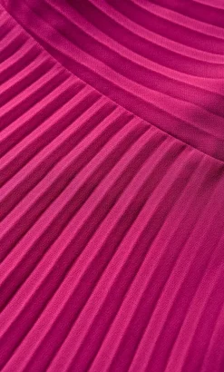Eloura One Shoulder Pleat Maxi Dress - framboise