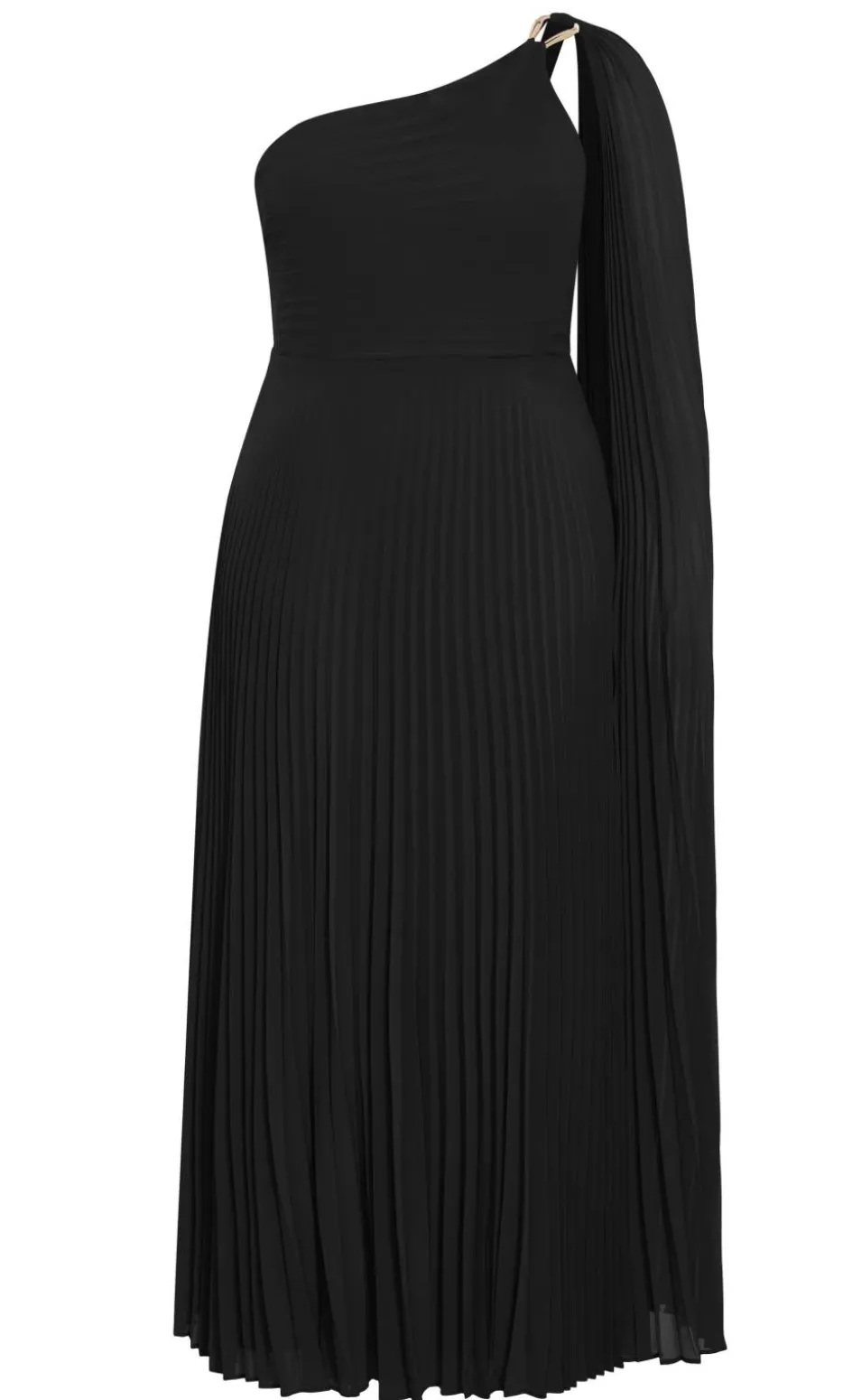 Eloura One Shoulder Pleat Maxi Dress - black