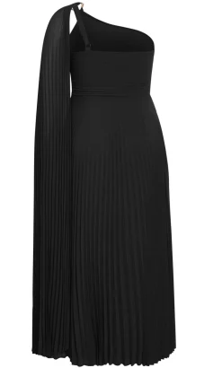 Eloura One Shoulder Pleat Maxi Dress - black