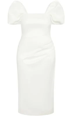 Elyse Off Shoulder Midi Dress - white
