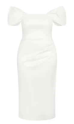 Elyse Off Shoulder Midi Dress - white