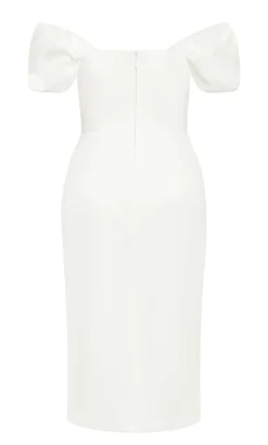 Elyse Off Shoulder Midi Dress - white