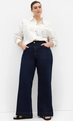 Embroidery Floral Print Cotton Shirt - ivory