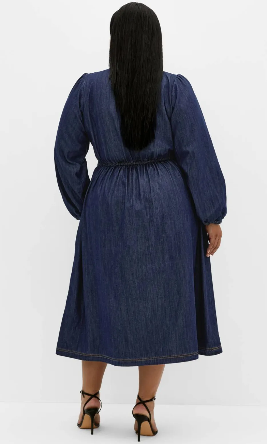 Emelia Denim Midi Dress - dark wash