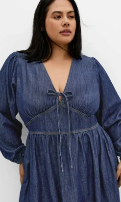 Emelia Denim Midi Dress - dark wash
