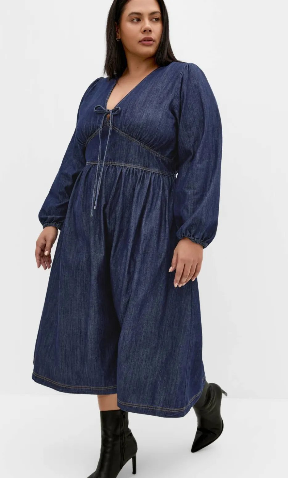 Emelia Denim Midi Dress - dark wash