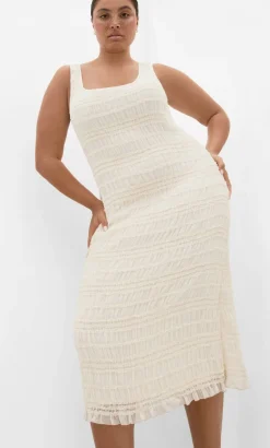 Emelia Sleeveless Shirred Dress - creme