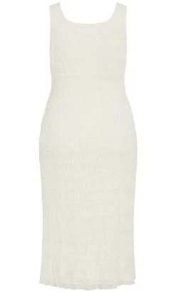 Emelia Sleeveless Shirred Dress - creme
