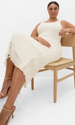 Emelia Sleeveless Shirred Dress - creme