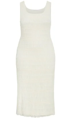 Emelia Sleeveless Shirred Dress - creme