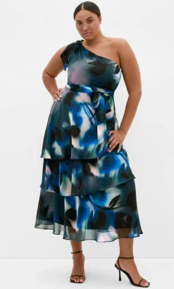 Enchant Haze One Shoulder Maxi Dress - deep ocean