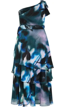 Enchant Haze One Shoulder Maxi Dress - deep ocean