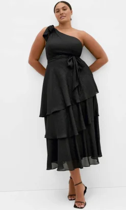Enchant One Shoulder Maxi Dress - black