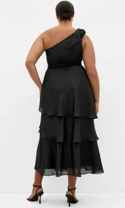 Enchant One Shoulder Maxi Dress - black