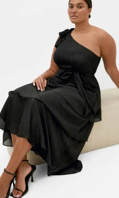 Enchant One Shoulder Maxi Dress - black