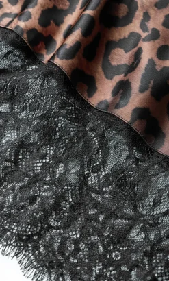 Envious Leopard Print Lace Hem Skirt - chocolate