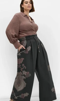 Eternal Side Print Wide Pant - black