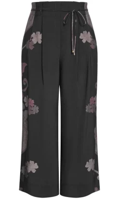 Eternal Side Print Wide Pant - black