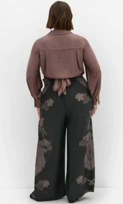 Eternal Side Print Wide Pant - black