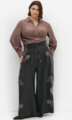 Eternal Side Print Wide Pant - black