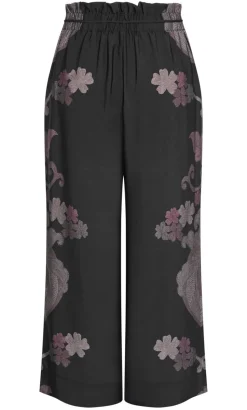 Eternal Side Print Wide Pant - black