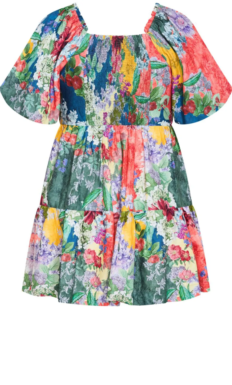 Fantasy Berry Floral Print Puff Sleeve Mini Dress - sage