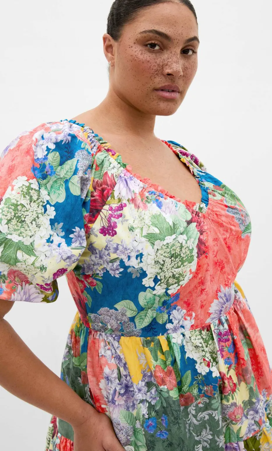 Fantasy Berry Floral Print Puff Sleeve Mini Dress - sage