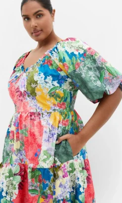 Fantasy Berry Floral Print V Neck Dress - sage