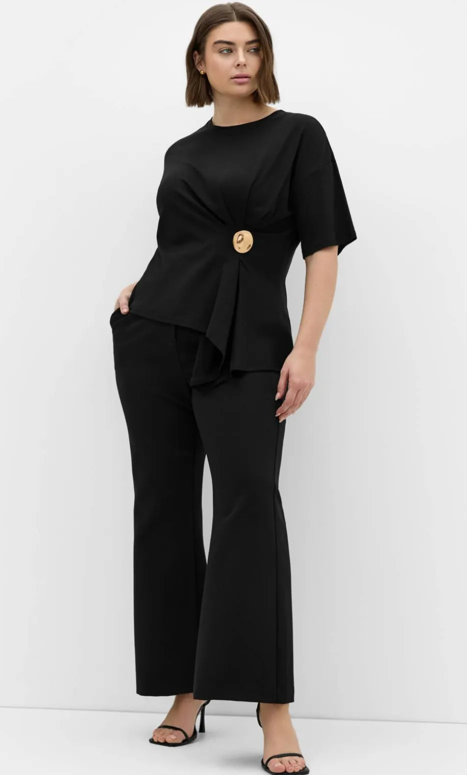 Fashion Drape Detail Tee - black