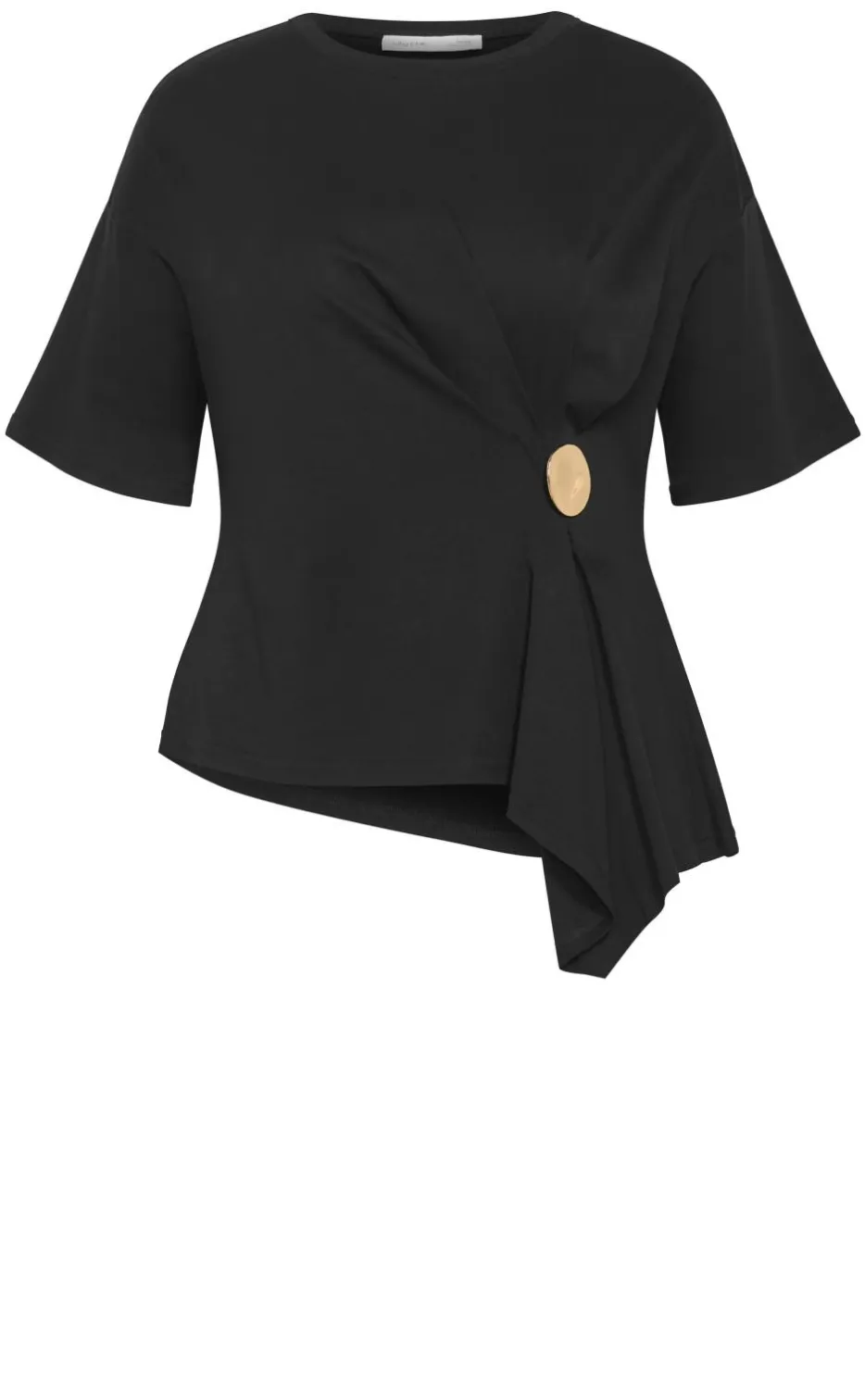 Fashion Drape Detail Tee - black