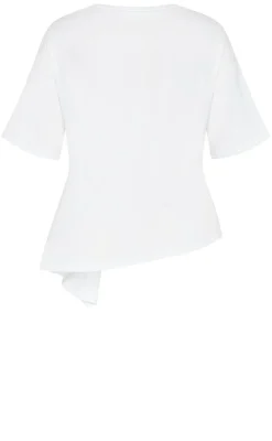 Fashion Drape Detail Tee - ivory