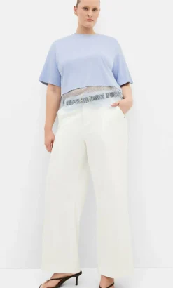 Fashion Lace Hem Tee - sky blue