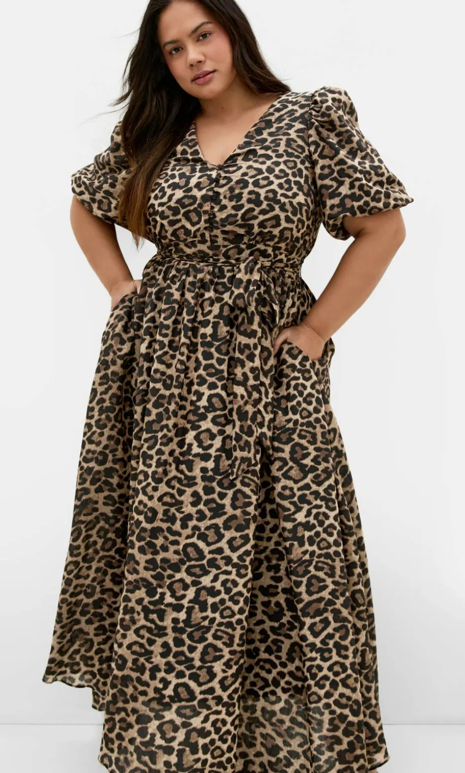 Felicity Leopard Print Maxi Dress - chocolate