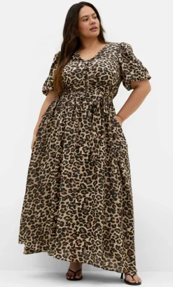 Felicity Leopard Print Maxi Dress - chocolate