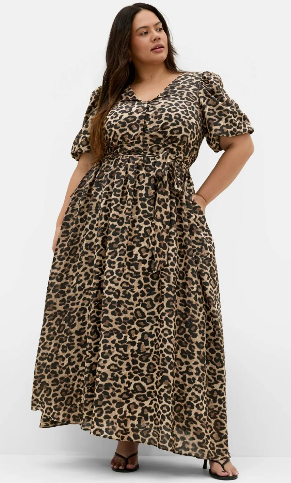 Felicity Leopard Print Maxi Dress - chocolate