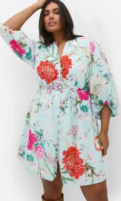 Flora Print Cotton Mini Dress - mint