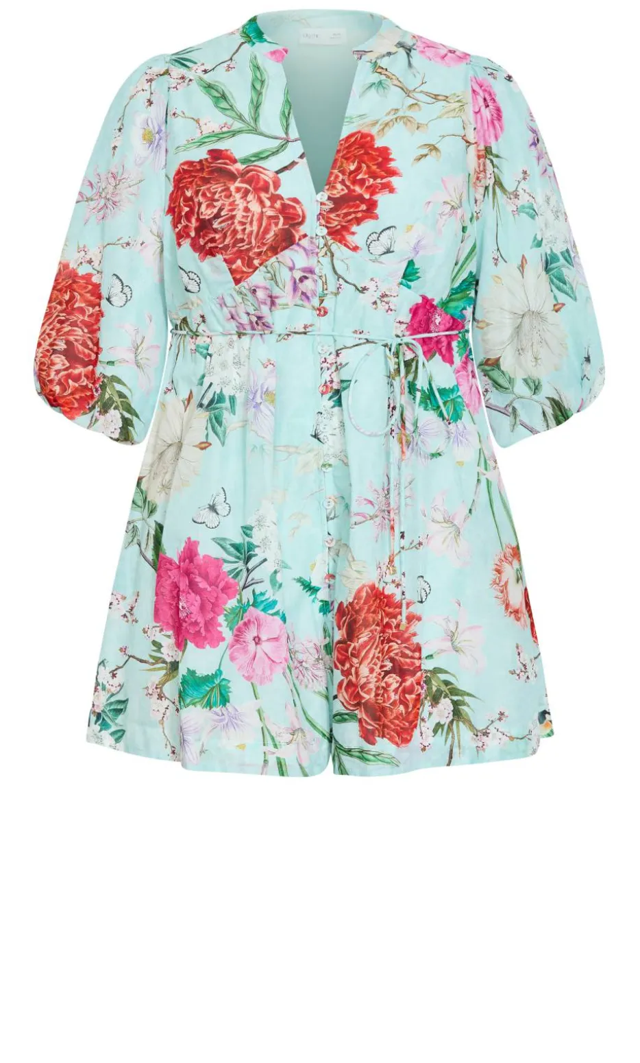 Flora Print Cotton Mini Dress - mint