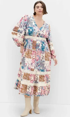 Florence Print Midi Dress - pastel pink