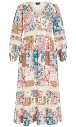 Florence Print Midi Dress - pastel pink
