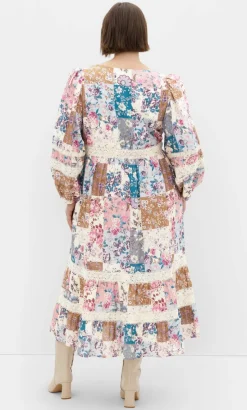Florence Print Midi Dress - pastel pink
