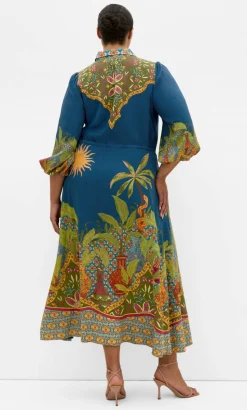 Fools Paradise Print Maxi Dress - alpine navy