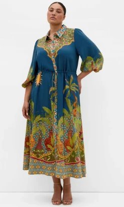 Fools Paradise Print Maxi Dress - alpine navy