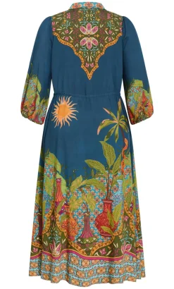 Fools Paradise Print Maxi Dress - alpine navy