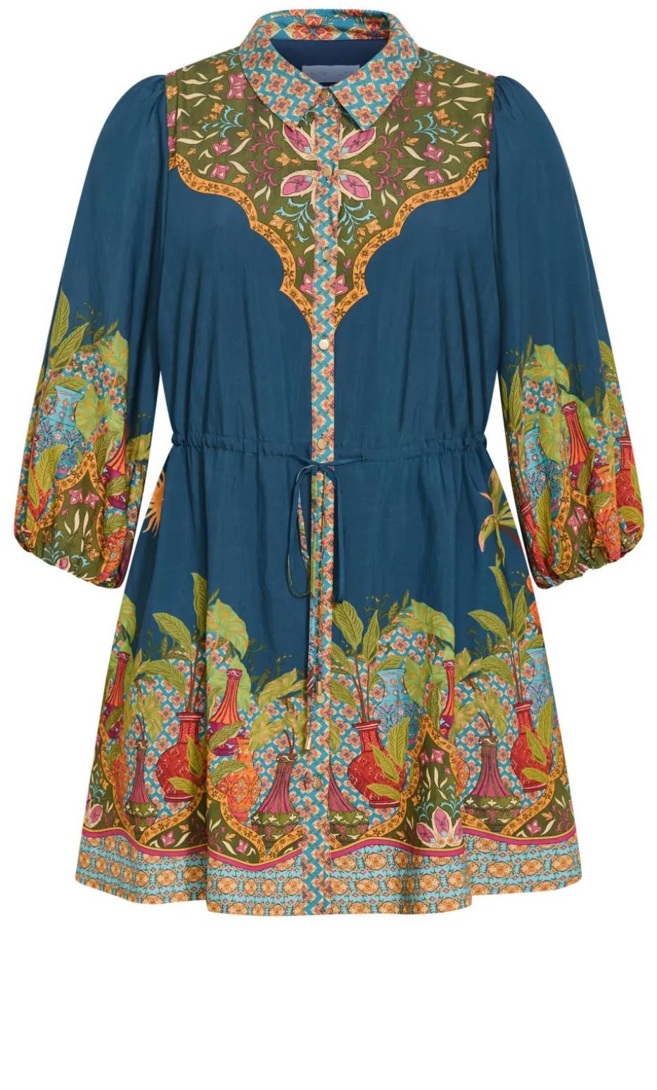 Fools Paradise Print Mini Dress - alpine navy